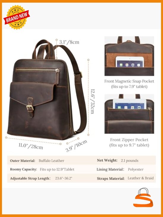 Small Leather Backpack Purse Vintage Casual Daypack Travel Rucksack Handbag main image 5